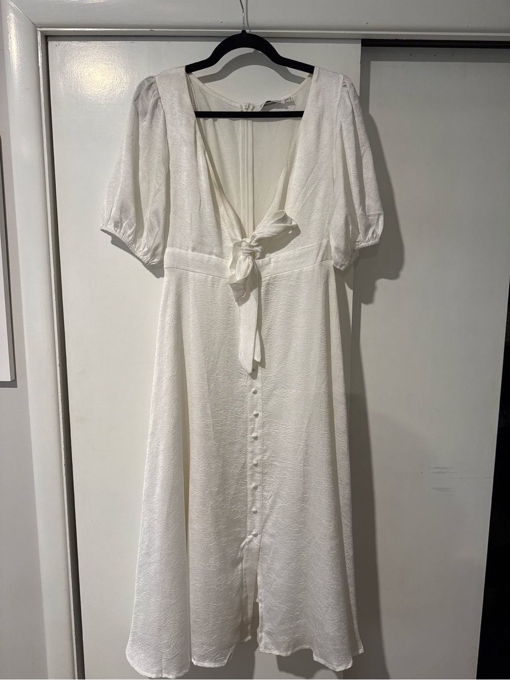 Petal & Pup Ivory Tie-Front Midi Dress